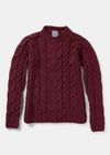Listowel Ladies Aran Cabled Sweater | Raspberry