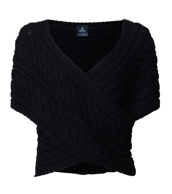 Aran Crossover Wrap | Black
