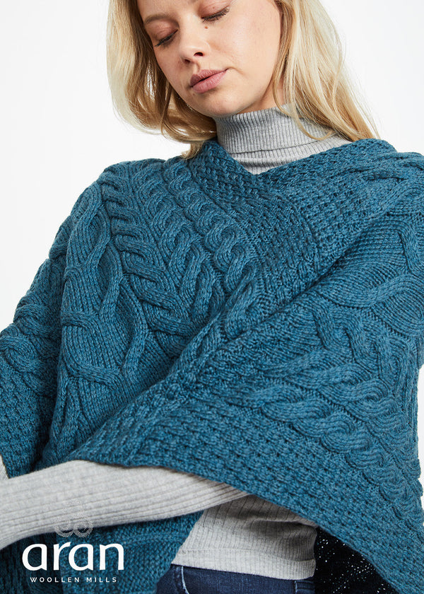 Aran Super Soft Poncho | Irish Sea