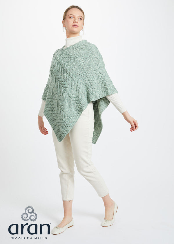 Aran Super Soft Poncho | Mint