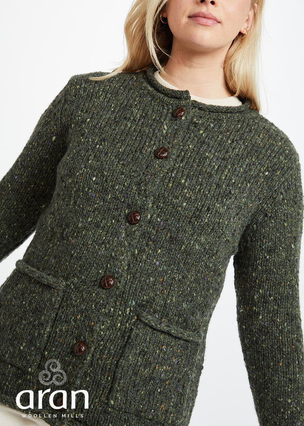 Ladies Donegal Wool Cardigan | Green