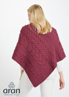 Aran Super Soft Poncho | Raspberry