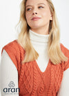 Aran V Neck Vest | Orange