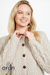 Handknit Aran Lumber Cardigan | Oatmeal