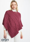 Aran Super Soft Poncho | Raspberry