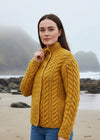 Aran 3 Buttons Trellis Cardigan | Sunflower