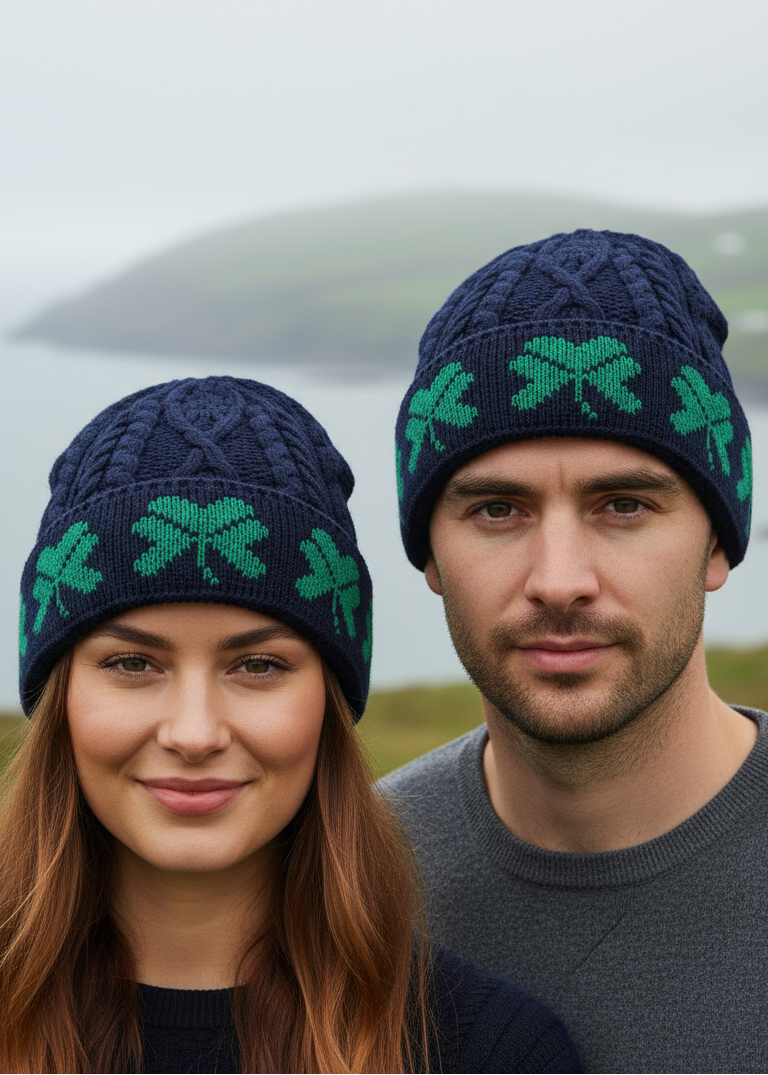 Aran Shamrock hat navy
