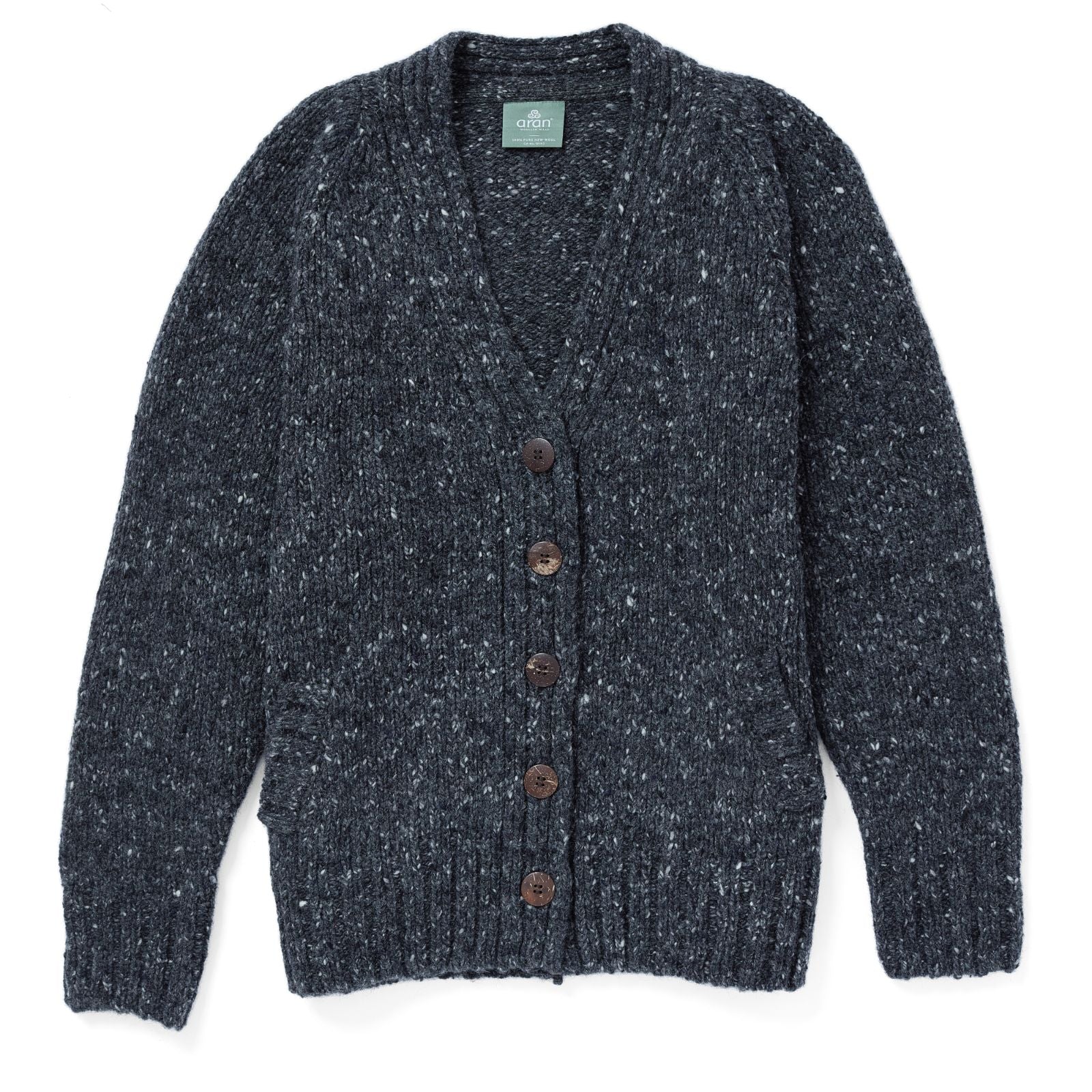 Ladies' Donegal Cardigan with Side Pockets - Charcoal
