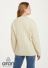 Relaxed Fit V Neck Ladies Aran Sweater | Natural