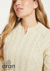 Relaxed Fit V Neck Ladies Aran Sweater | Natural