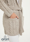 Shawl Neck Aran Belted Cardigan | Oatmeal