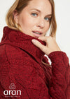 Aran Cowl Neck Chunky Sweater | Red