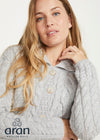 Belcarra Ladies Aran Cardigan | Feather Grey