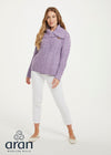 Patchwork Ladies Aran Cardigan | Lavender