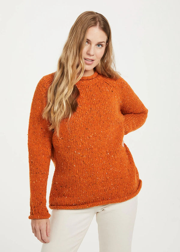 Ladies Donegal Roll Neck Sweater | Orange