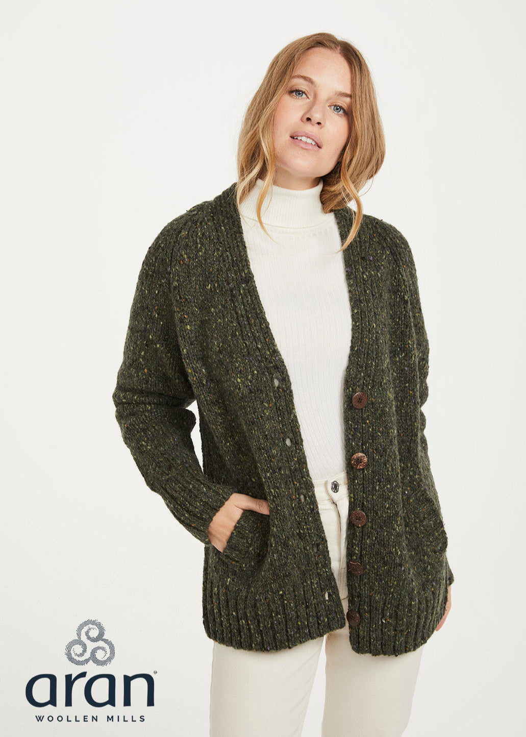 Ladies Tweed Cardigan | Green