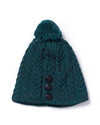Aran Button Beanie Hat