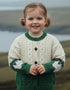 Children's Aran Merino Wool Sheep Cardigan | Green - Clearance