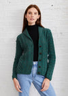 Shawl Collar Aran Cardigan - Green