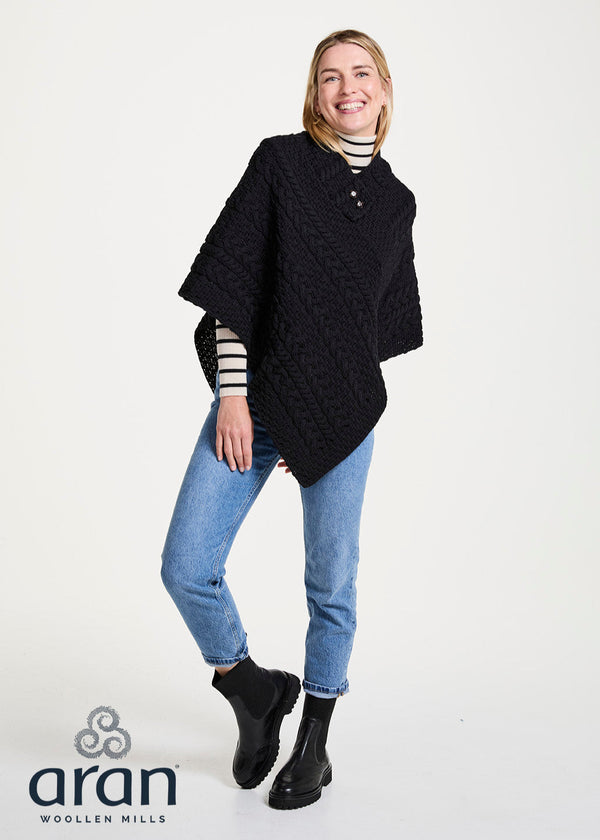Aran Poncho | Black