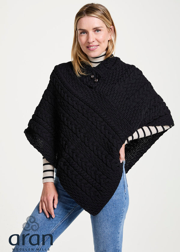 Aran Poncho | Black
