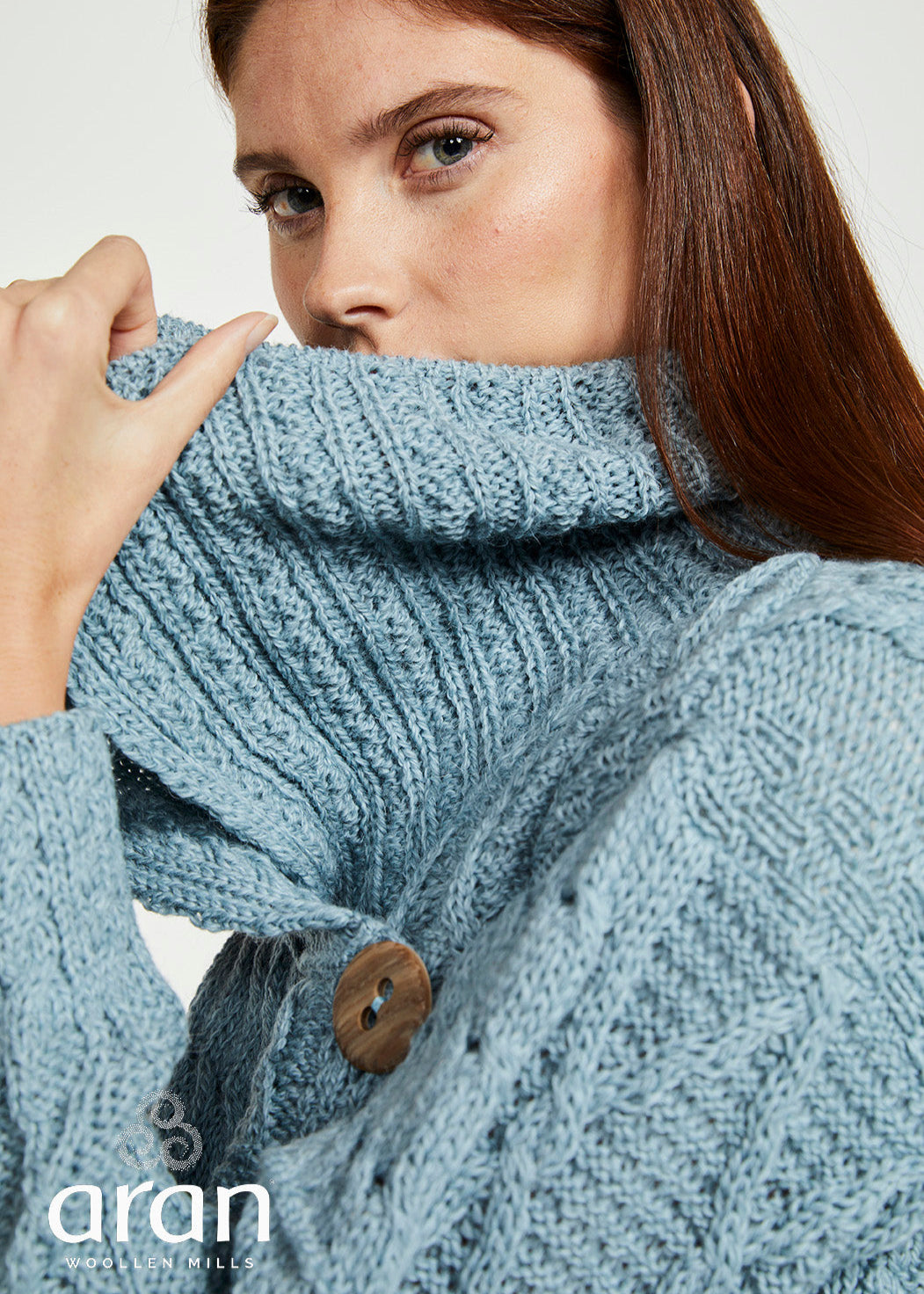 Patchwork Ladies Aran Cardigan | Mist Marl