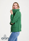 Patchwork Ladies Aran Cardigan | Green