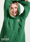 Patchwork Ladies Aran Cardigan | Green