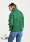 Patchwork Ladies Aran Cardigan | Green