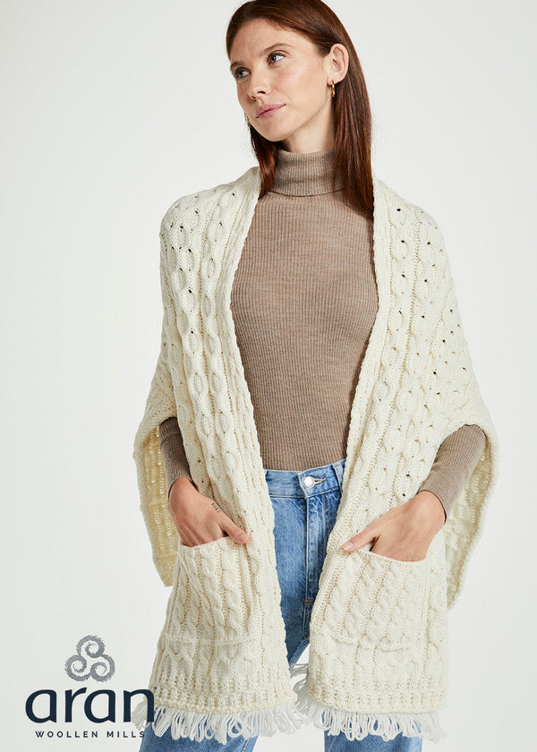Aran Pocket Shawl | Natural