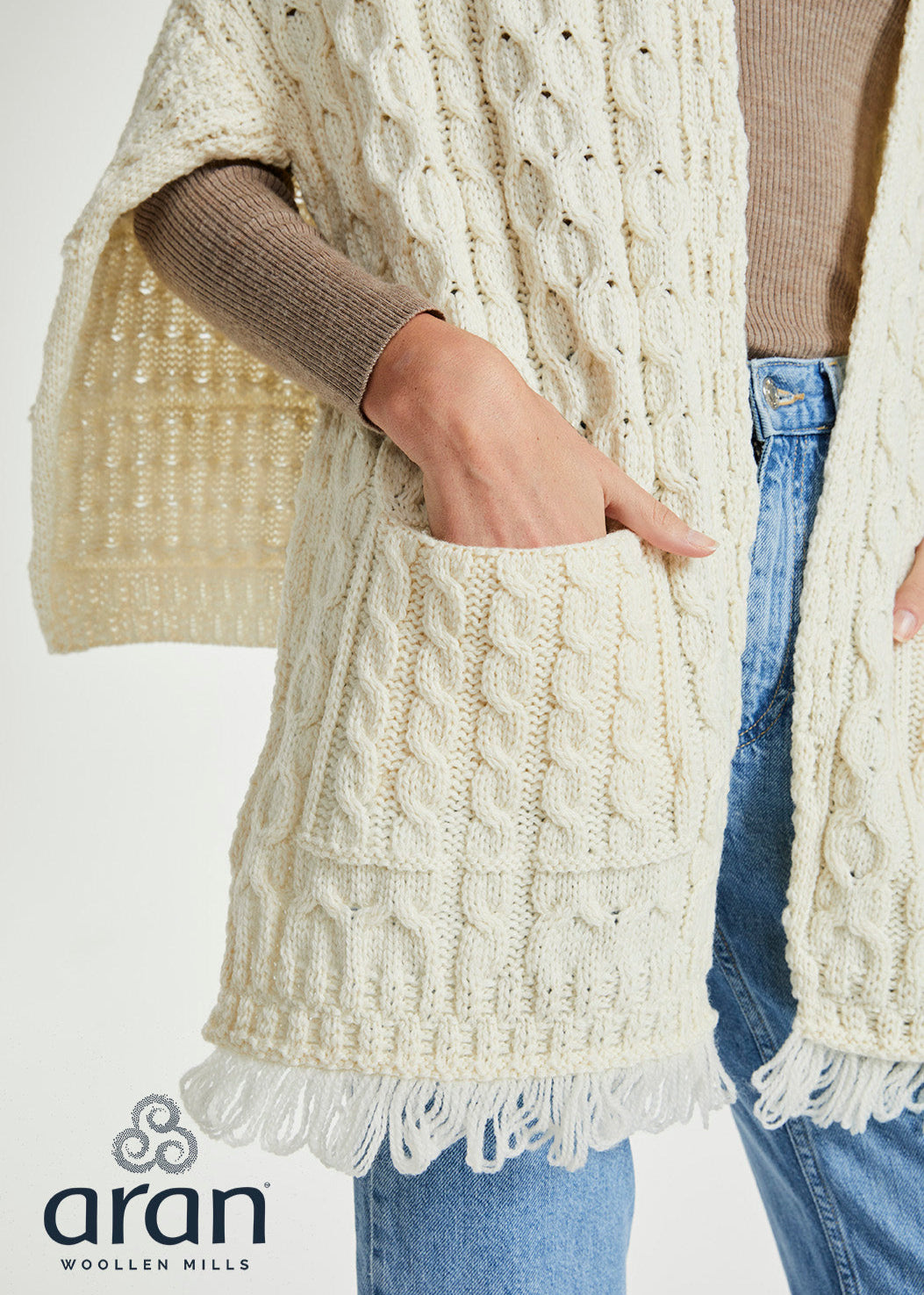 Aran Pocket Shawl | Natural