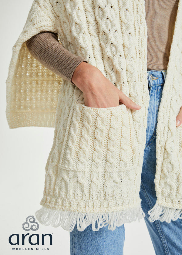 Aran Pocket Shawl | Natural