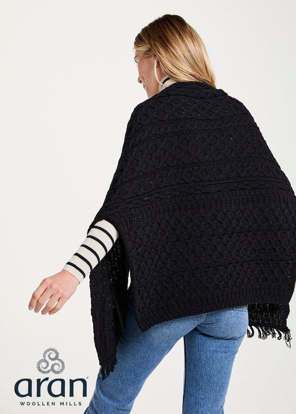 Aran Pocket Shawl | Black