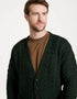 Mens Merino Wool V Aran Cardigan - GreenMens Merino Wool V Aran Cardigan - Green