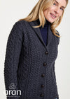 Shawl Collar Aran Cardigan | Charcoal