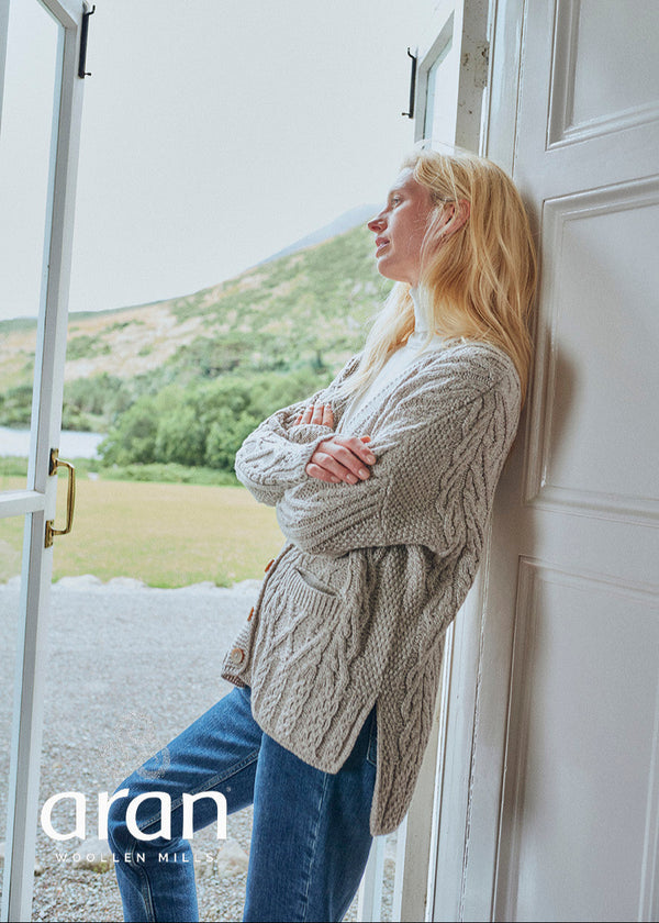 Valentia Trellis Aran Cardigan | Oatmeal