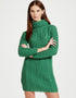 Aran Merino Wool Cowl Neck Dress | Green - Clearance