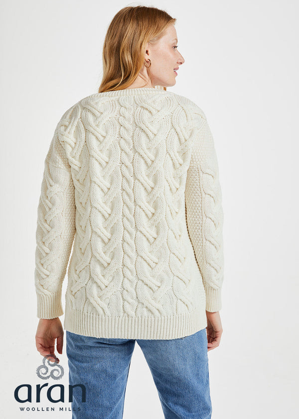Downpatrick Ladies Aran Cardigan | Natural