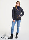 Traditional Cable Knit Aran Cardigan | Charcoal