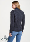 Traditional Cable Knit Aran Cardigan | Charcoal - Clearance