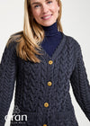 Traditional Cable Knit Aran Cardigan | Charcoal
