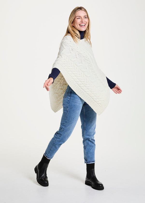 Aran Super Soft Poncho | Natural