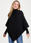 Aran Super Soft Poncho | Black