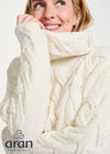 Aran Cowl Neck Chunky Sweater | Natural