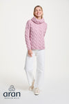 Aran Cowl Neck Chunky Sweater | Pink
