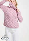 Aran Cowl Neck Chunky Sweater | Pink