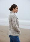 Belcarra Ladies Aran Cardigan | Oatmeal