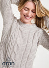 Listowel Ladies Aran Cabled Sweater | Oatmeal