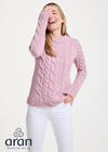 Listowel Ladies Aran Cabled Sweater | Pink