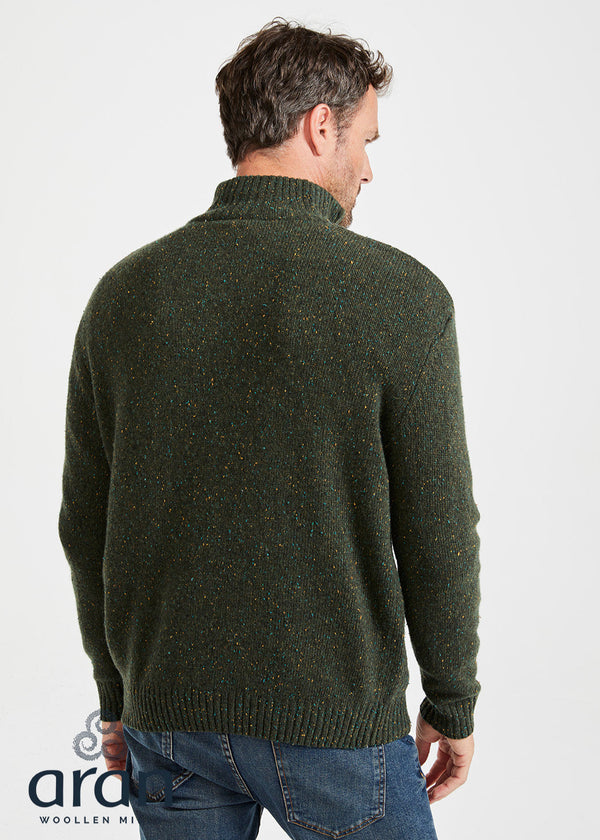 Aran Troyer Zip Sweater | Green